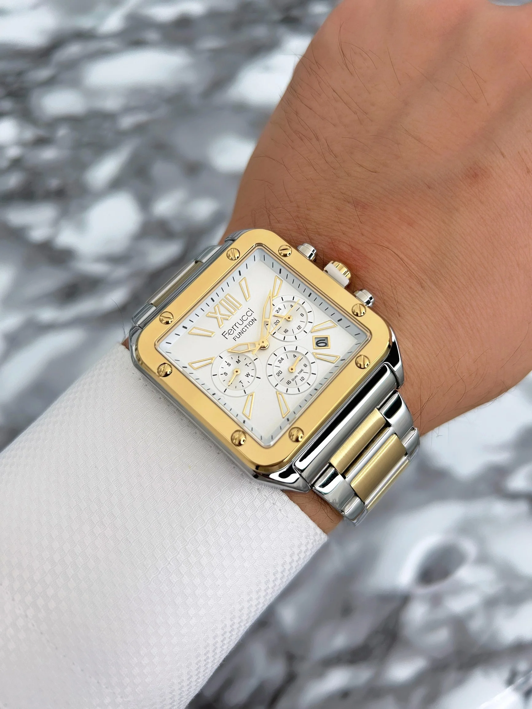 Ferrucci Function Çelik Kordon Erkek Kol Saati Gold-Gümüş zmfer069