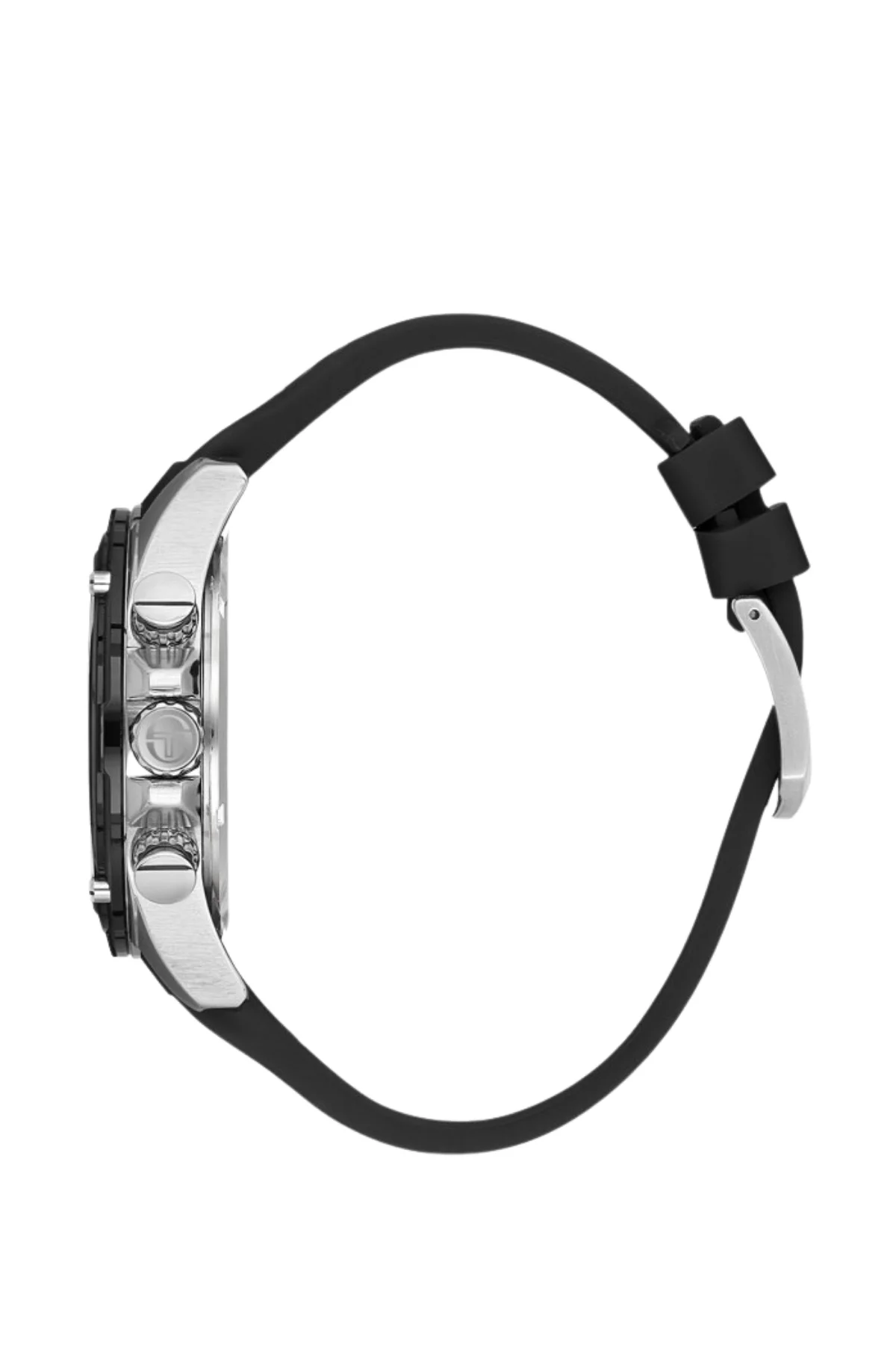 Sergio Tacchini Silikon Kordon Erkek Kol Saati, Çelik Kasa Full Fonksiyon Premium Ürün Siyah-Gümüş S