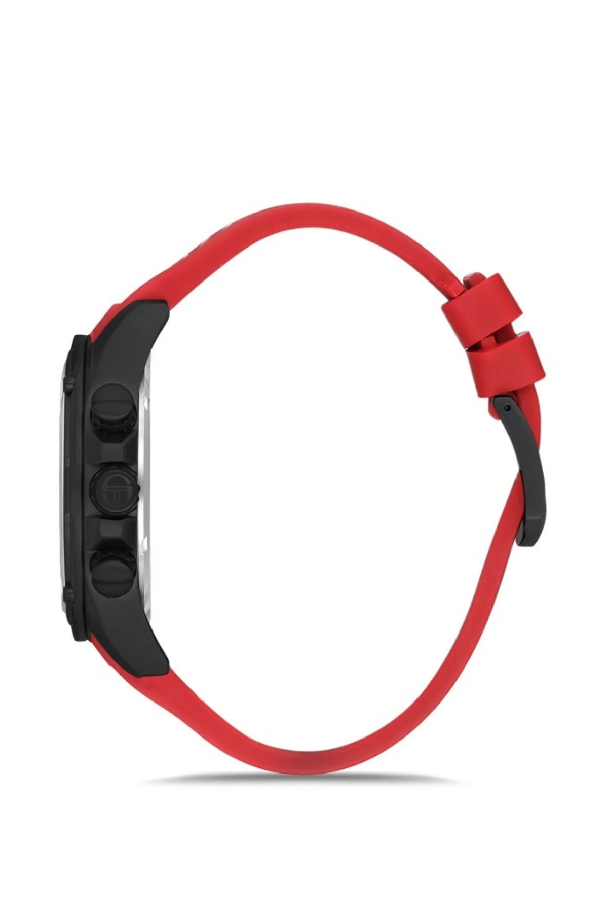 Sergio Tacchini Silikon Kordon Erkek Kol Saati, Çelik Kasa Full Fonksiyon Premium Ürün Siyah-Kırmızı