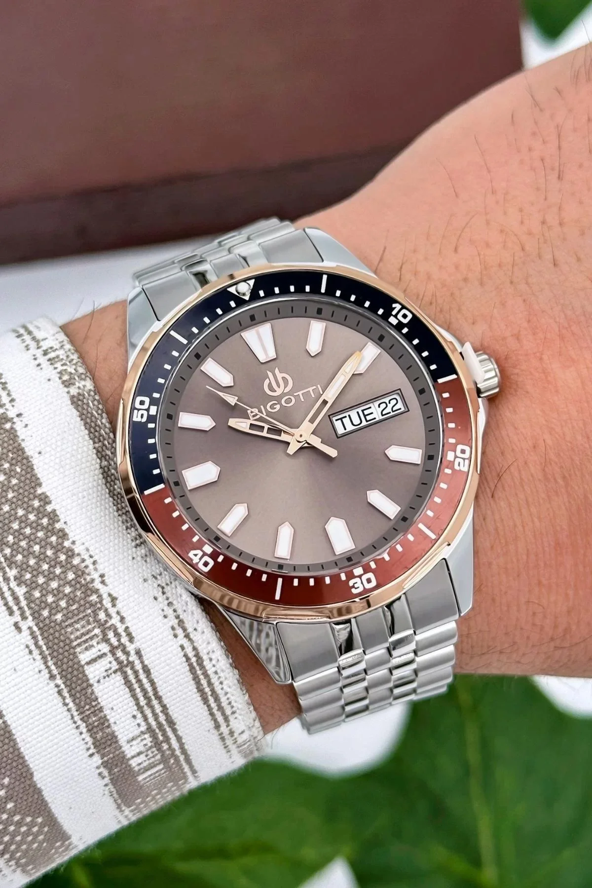 Bigotti Milano Luxury Erkek Kol Saati Gümüş-Rose Çelik Kordon Çelik Kasa Fonksiyonlar Aktif zmb008