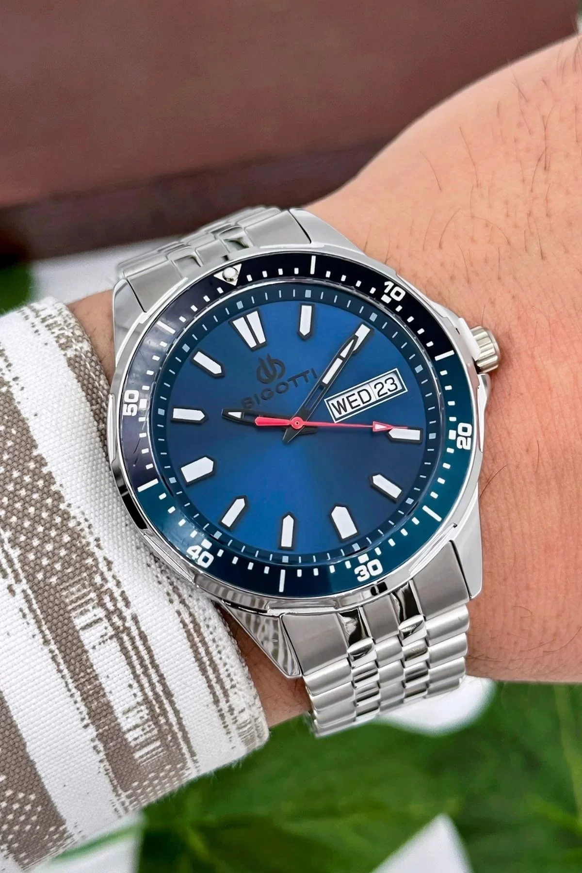 Bigotti Milano Luxury Erkek Kol Saati Gümüş-Mavi Çelik Kordon Çelik Kasa Fonksiyonlar Aktif zmb008