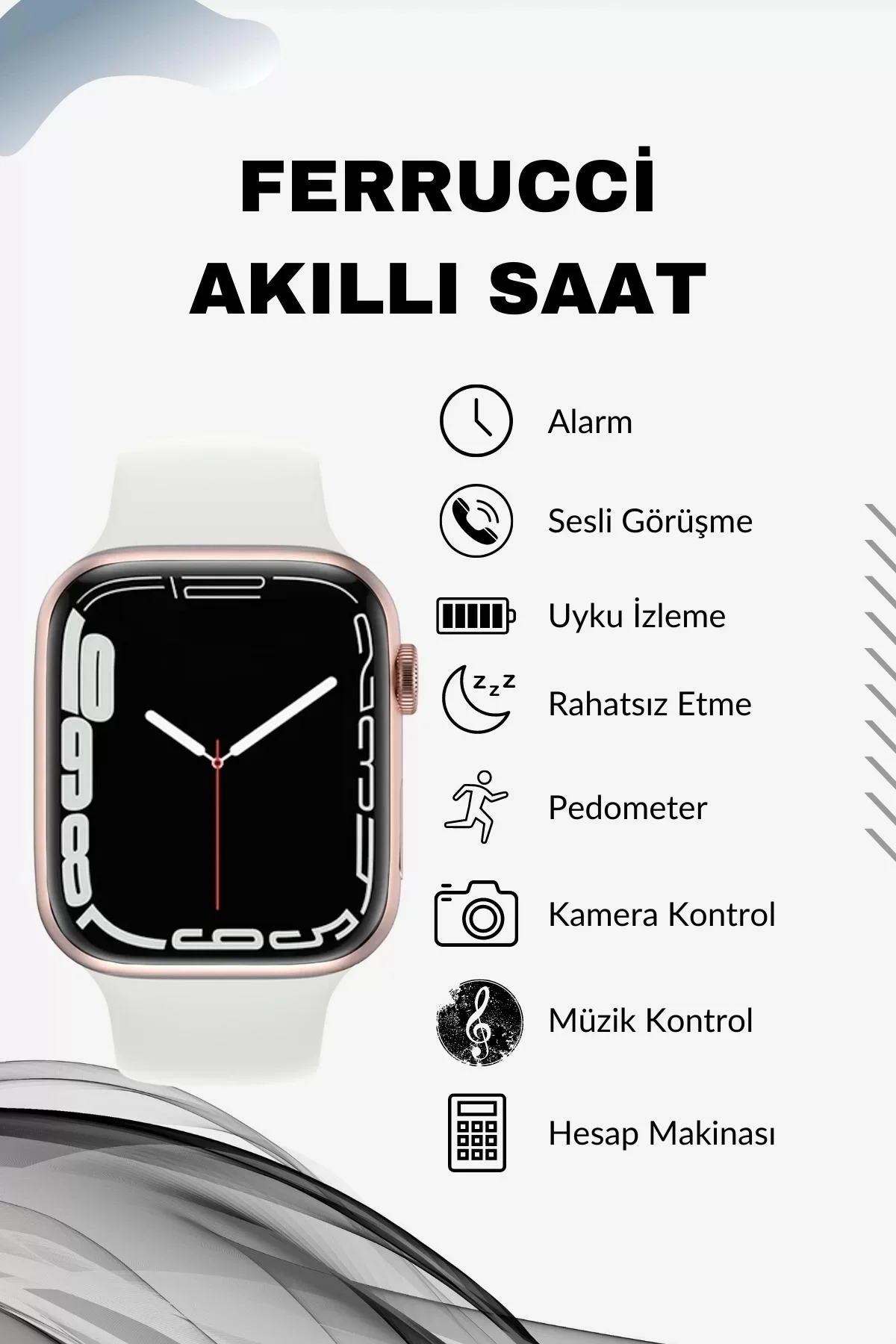 Ferrucci Fc-Smart S10 Akıllı Kol Saati 45MM Alüminyum Kasa Arama Özellikli Değiştirilebilir Kordon