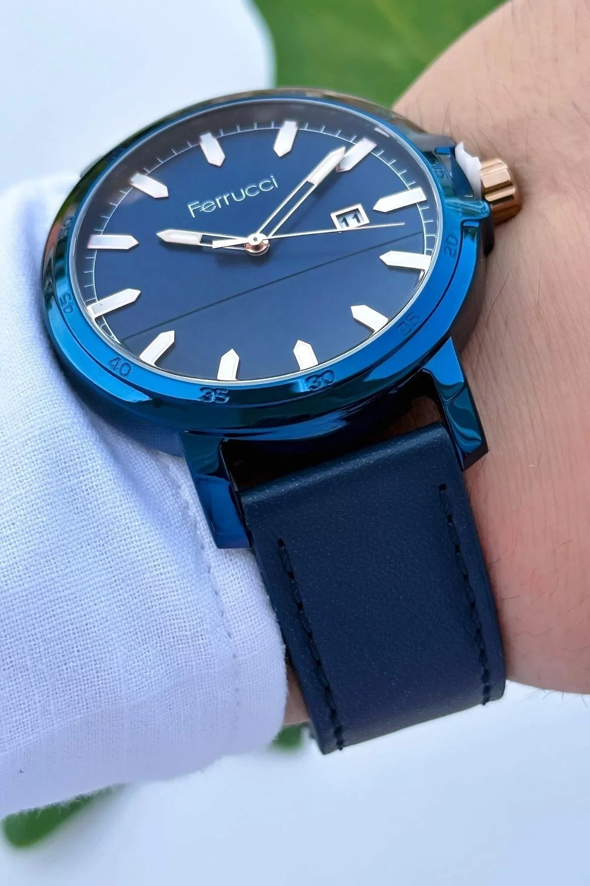 Ferrucci Deri Kordon Takvimli Erkek Kol Saati Bileklik Hediyesi ile