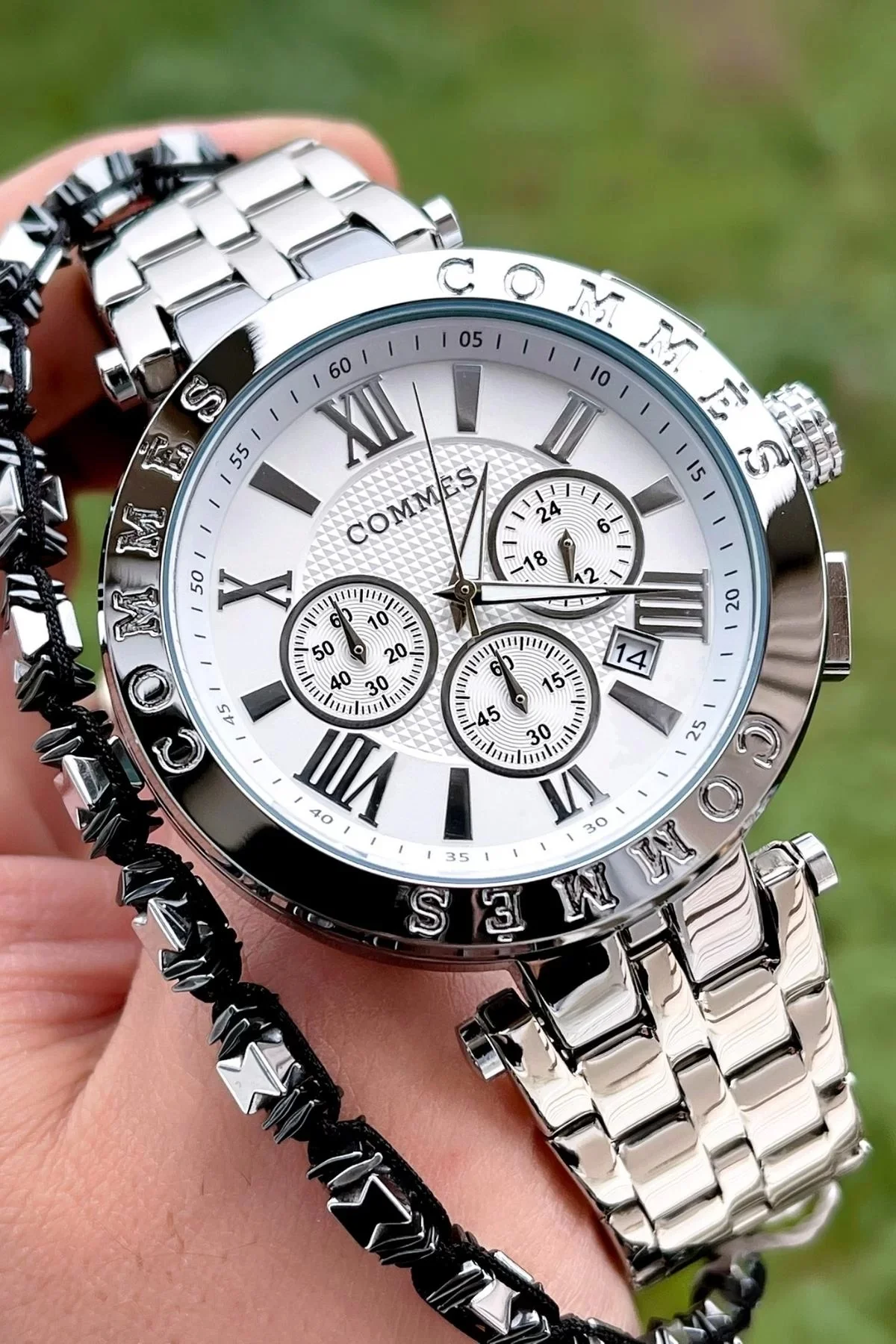 Commes Erkek Kol Saati Crono Fonksiyonlar Aktif Gümüş Renk ,Bileklik Hediyesi ile zmcms010
