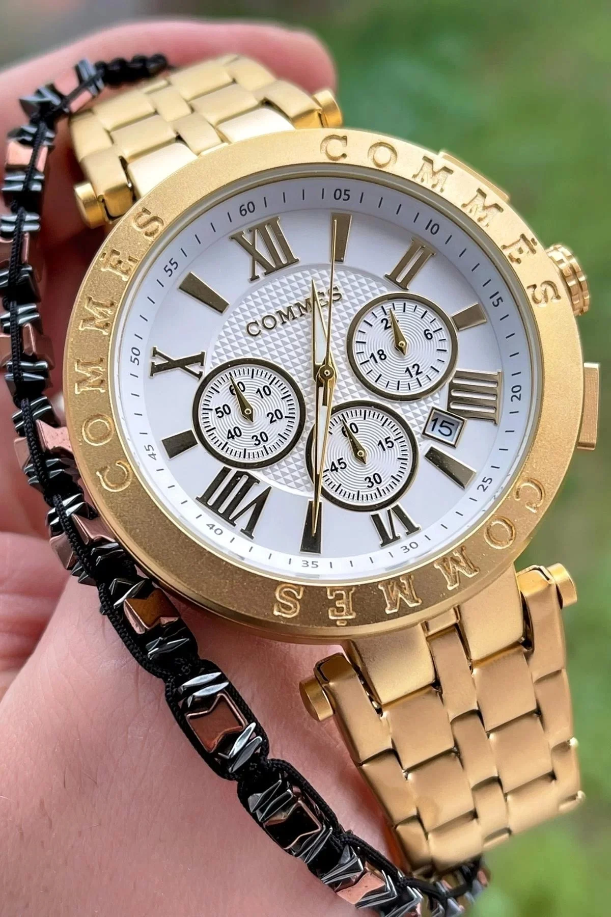 Commes Erkek Kol Saati Crono Fonksiyonlar Aktif Gold Renk ,Bileklik Hediyesi ile zmcms010