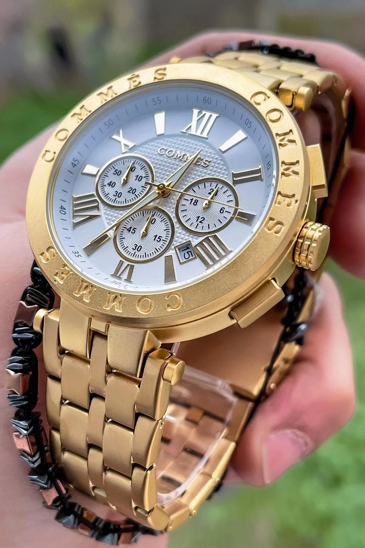 Commes Erkek Kol Saati Crono Fonksiyonlar Aktif Gold Renk ,Bileklik Hediyesi ile zmcms010