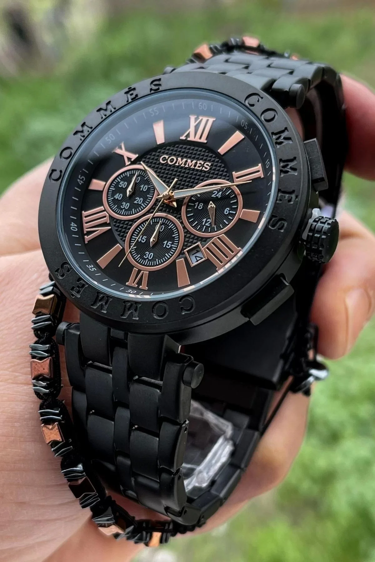 Commes Erkek Kol Saati Crono Fonksiyonlar Aktif Siyah Renk ,Bileklik Hediyesi ile zmcms010