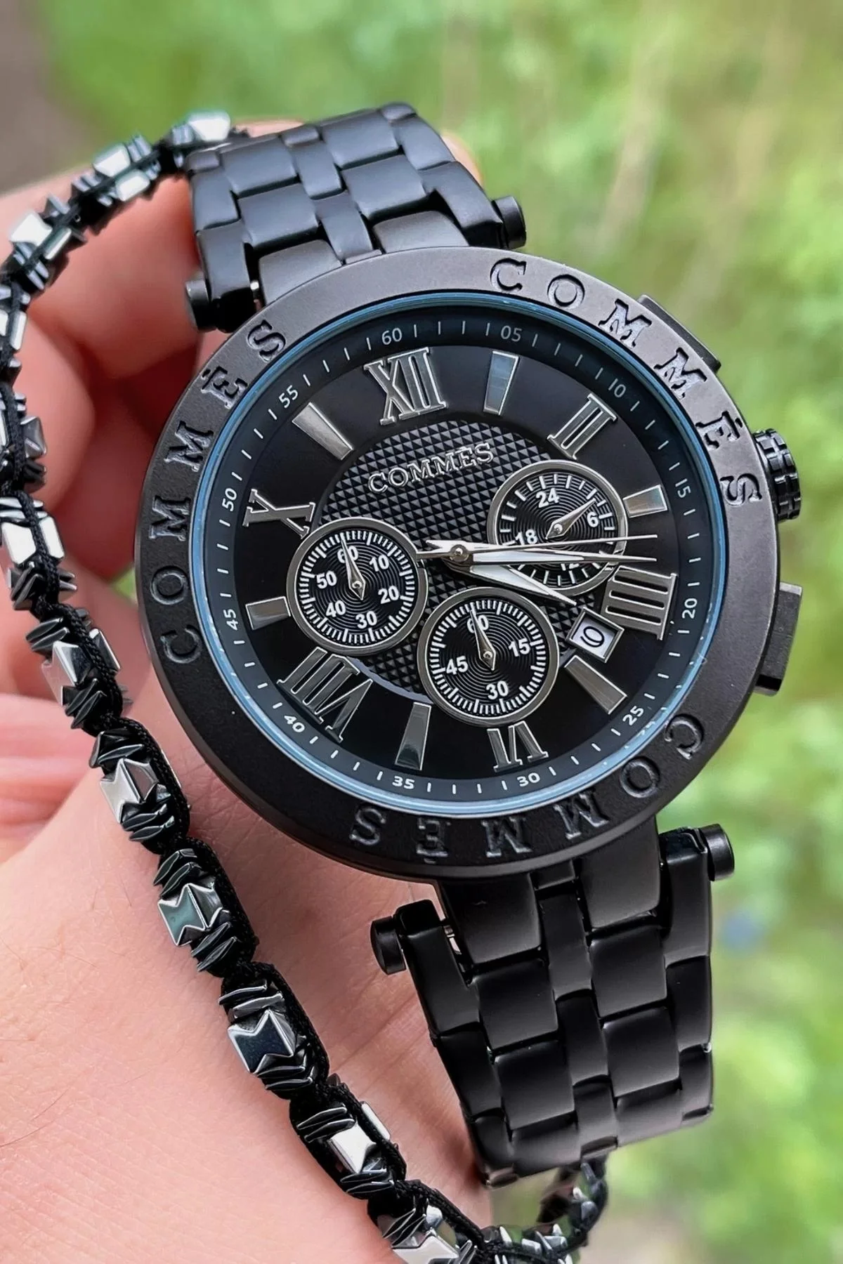Commes Erkek Kol Saati Crono Fonksiyonlar Aktif Siyah Renk ,Bileklik Hediyesi ile zmcms010