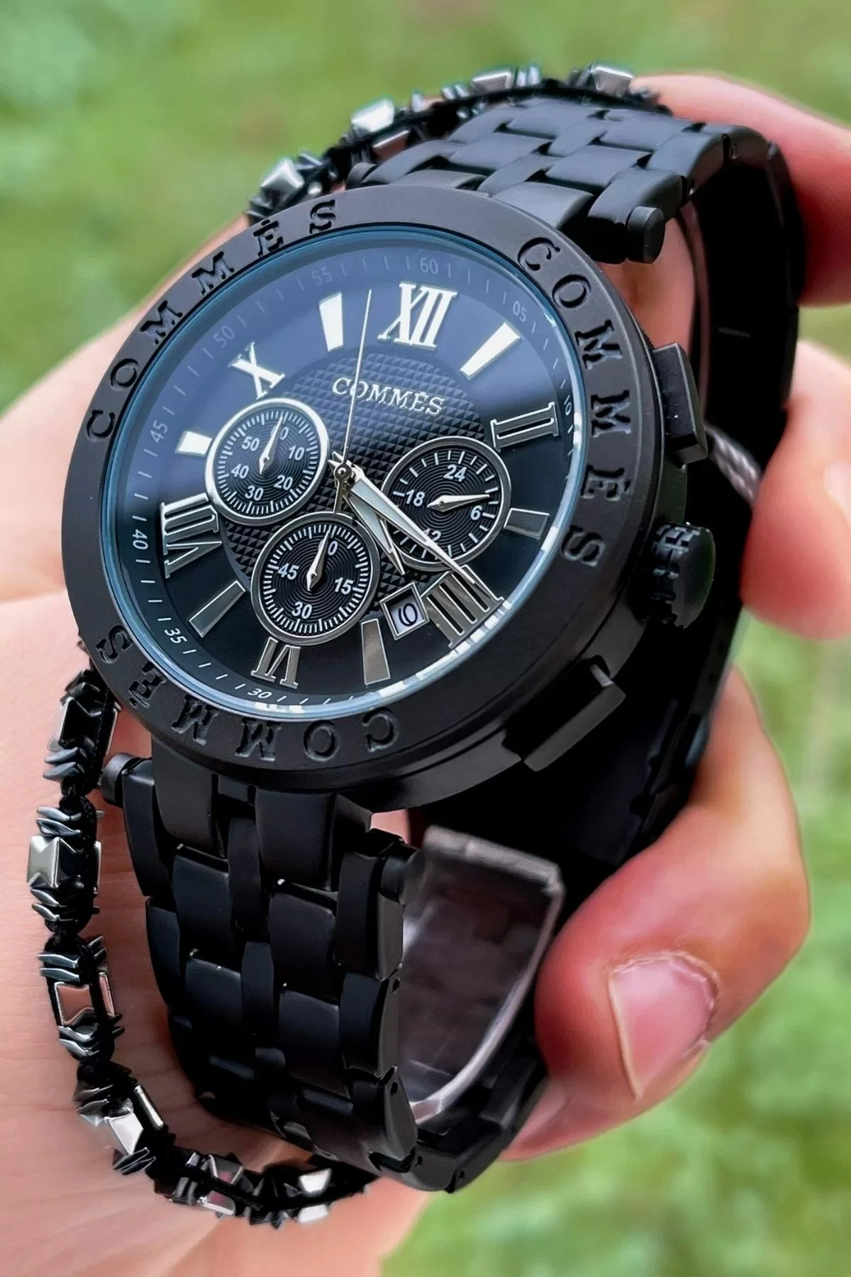 Commes Erkek Kol Saati Crono Fonksiyonlar Aktif Siyah Renk ,Bileklik Hediyesi ile zmcms010
