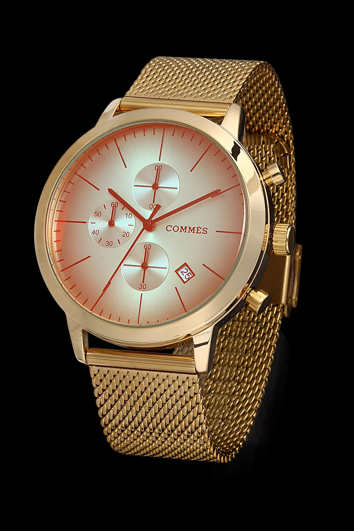 Commes Renkli Cam Erkek Kol Saati Fonksiyonlar Aktif Çelik Hasır Kordon Bileklik Hediyeli commes09