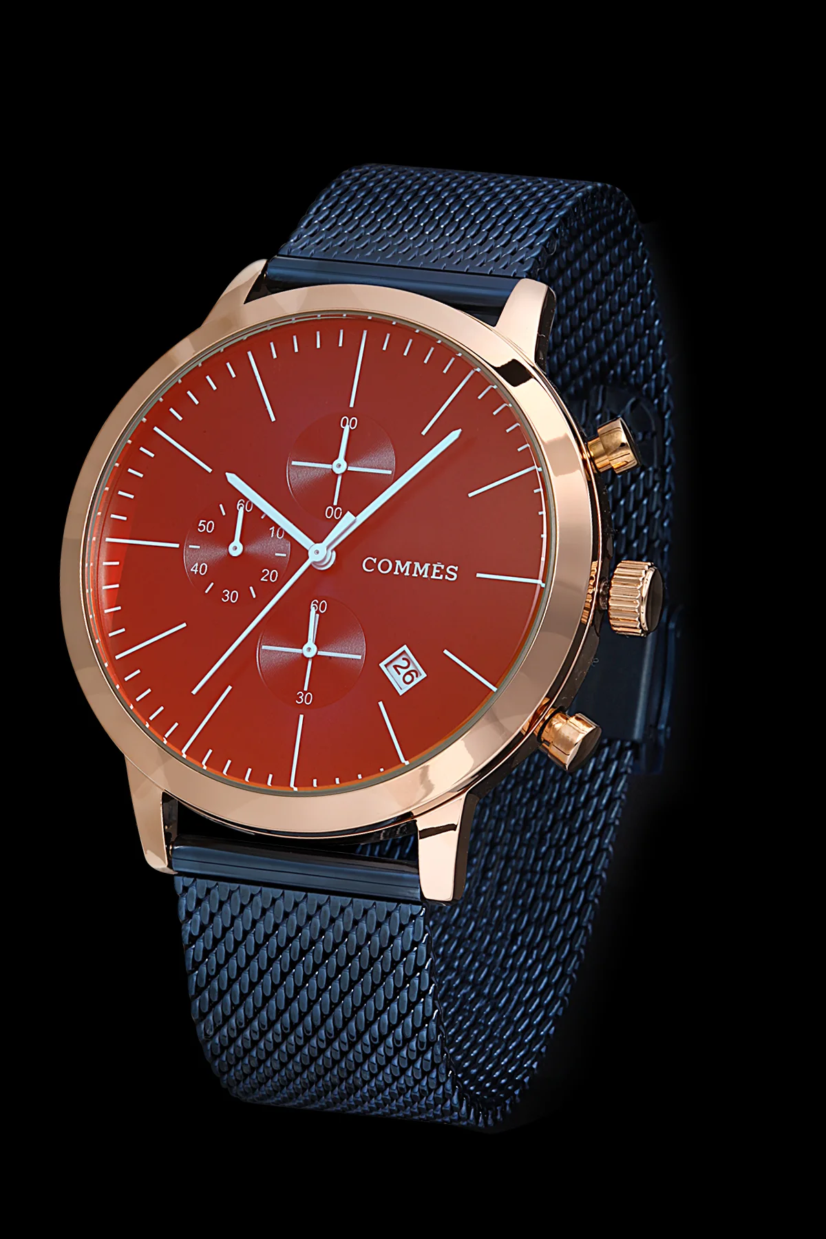 Commes Renkli Cam Erkek Kol Saati Fonksiyonlar Aktif Çelik Hasır Kordon Bileklik Hediyeli commes09