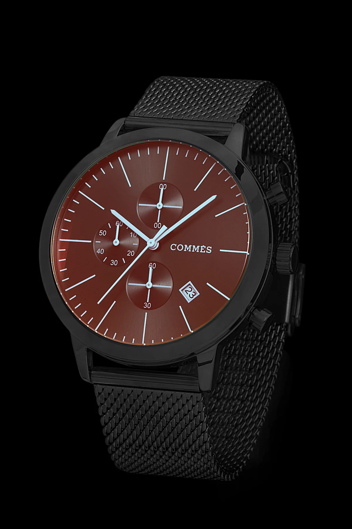 Commes Renkli Cam Erkek Kol Saati Fonksiyonlar Aktif Çelik Hasır Kordon Bileklik Hediyeli commes09