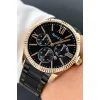 Ferrucci Takvim Özellikli Rose Gold Çelik Kasa, Siyah Çelik Kordon Erkek Kol Saati zmfer065