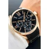 Ferrucci Takvim Özellikli Rose Gold Çelik Kasa, Siyah Çelik Kordon Erkek Kol Saati zmfer065