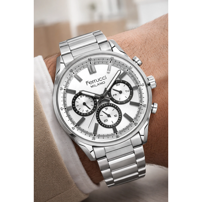 Ferrucci Function Erkek Kol Saati Gümüş Renk Çelik Kordon&Kasa 3