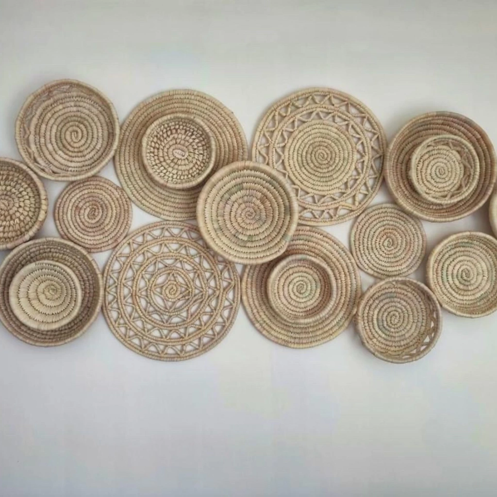 Oreganos   Hasır Duvar Tabağı Palmiye Yaprağı 18Li Set