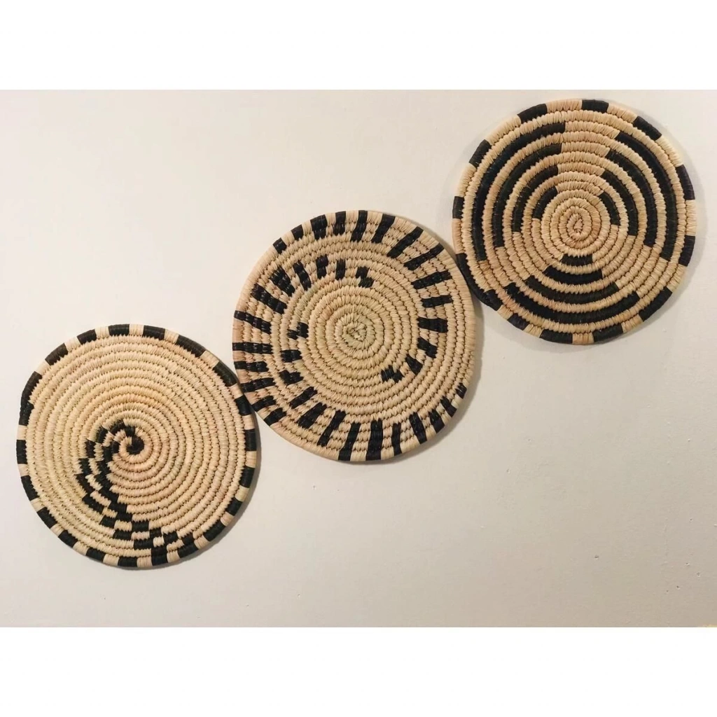 Phoenix Hasır Duvar Süsü 3Lü Set  30 Cm Siyah