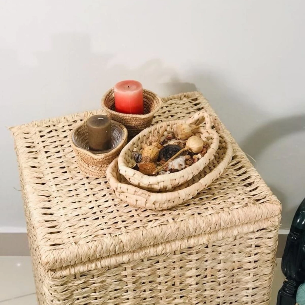 Sativus Hasır Sehpa  (Kapaklı Sandık /Düzenleyici/Oyuncak Sepeti) 45X40X40 Cm