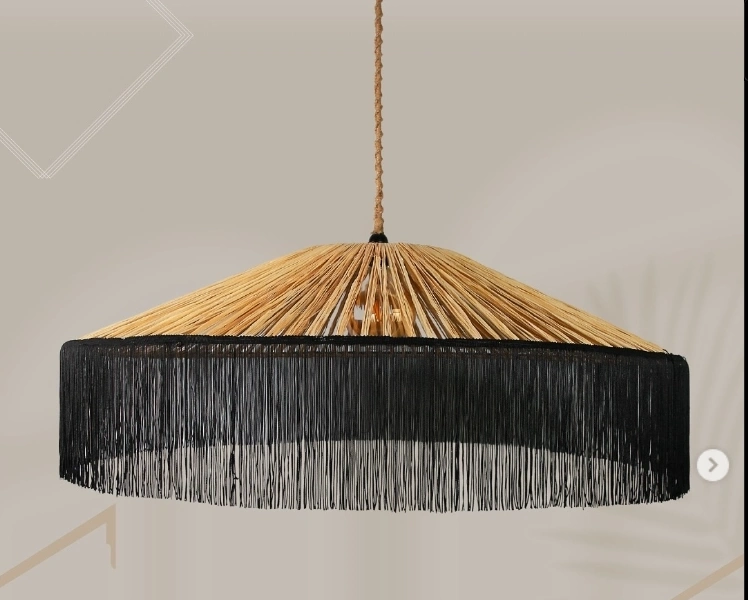 Japon Şapkası Rafya Siyah Püsküllü çap 100