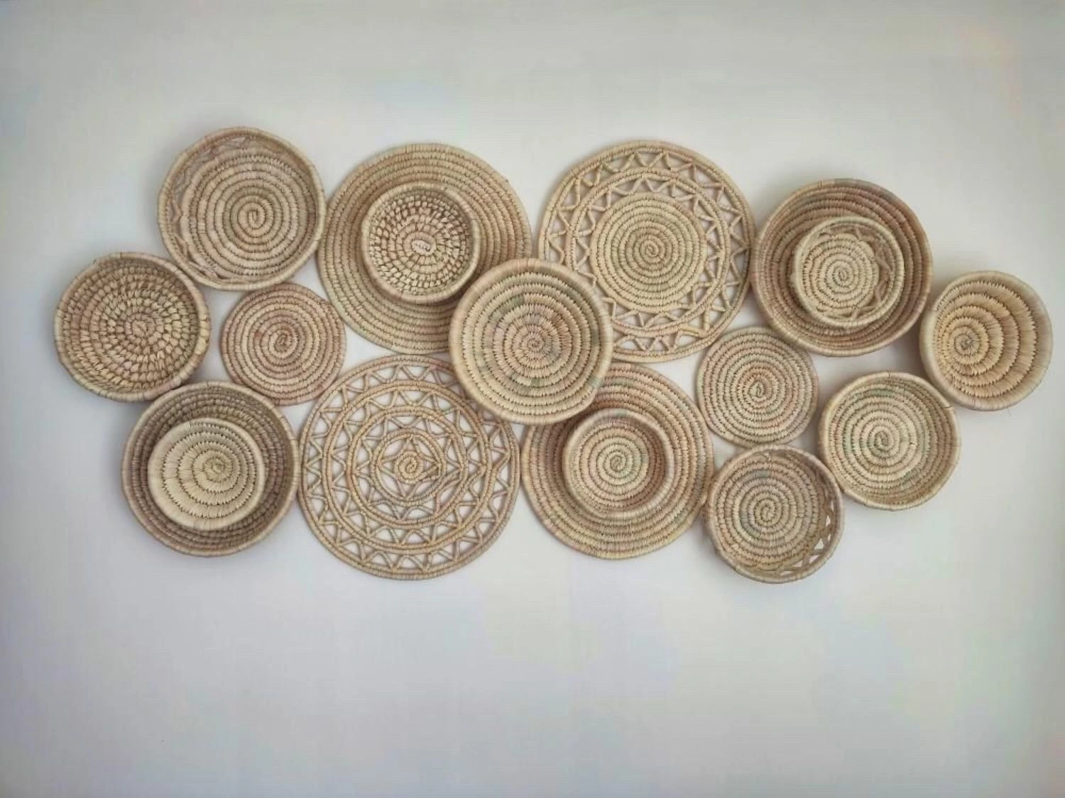 Oreganos   Hasır Duvar Tabağı Palmiye Yaprağı 18Li Set