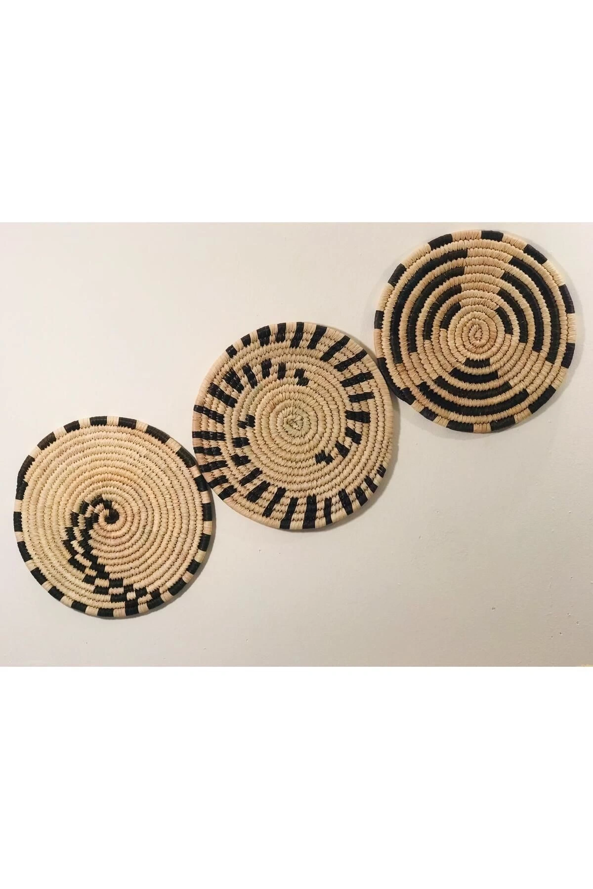 Phoenix Hasır Duvar Süsü 3Lü Set  30 Cm Siyah