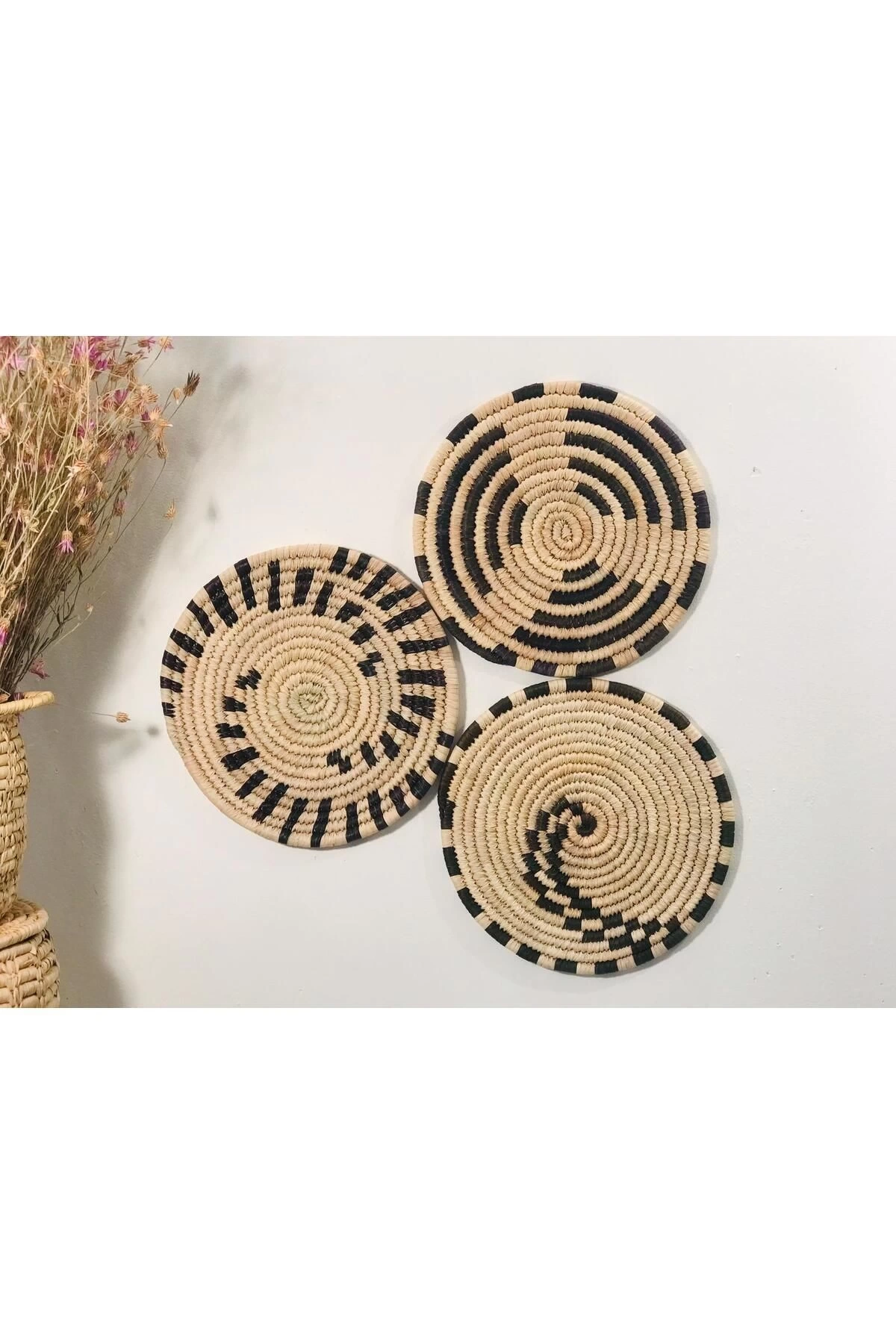 Phoenix Hasır Duvar Süsü 3Lü Set  30 Cm Siyah