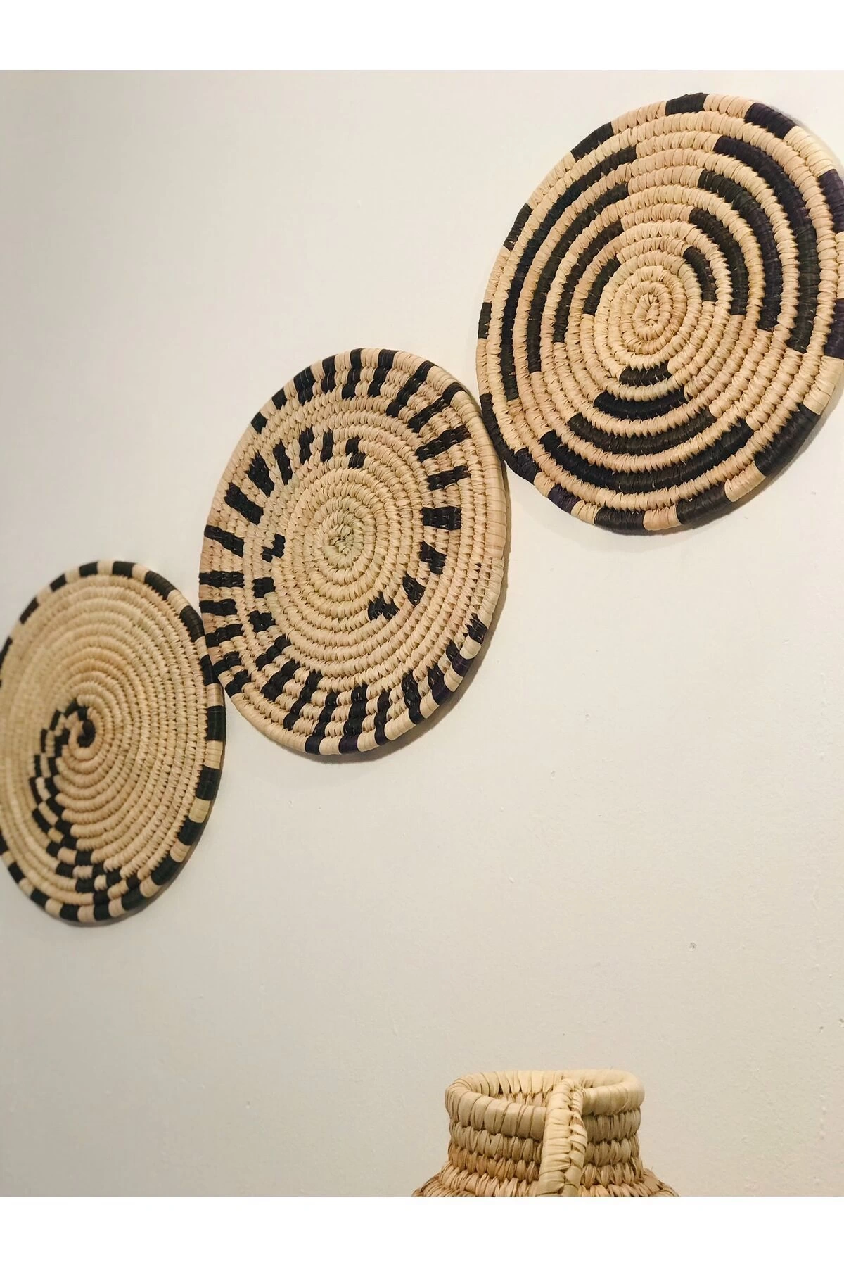 Phoenix Hasır Duvar Süsü 3Lü Set  30 Cm Siyah