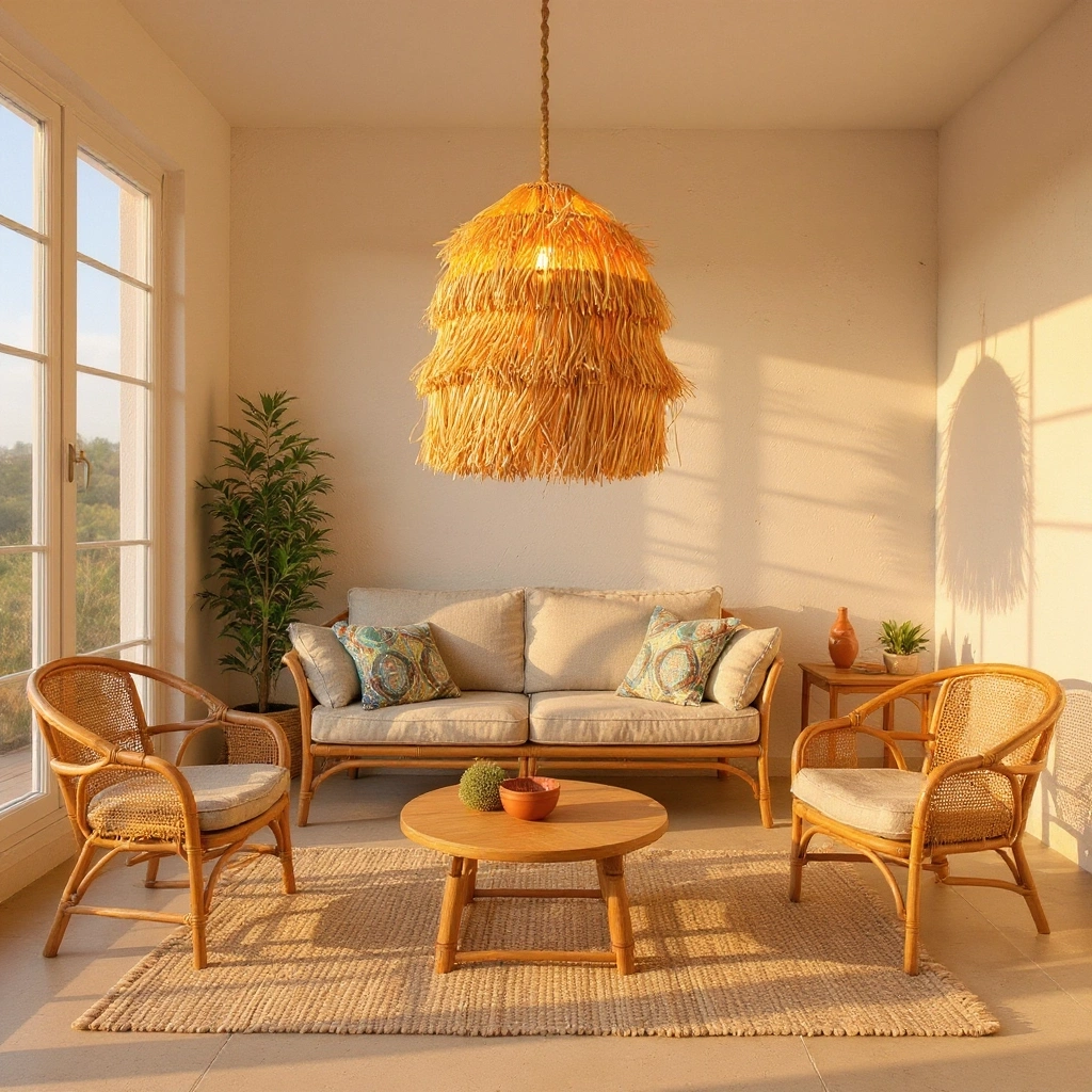 Rafya Spiral Bağlama Avize