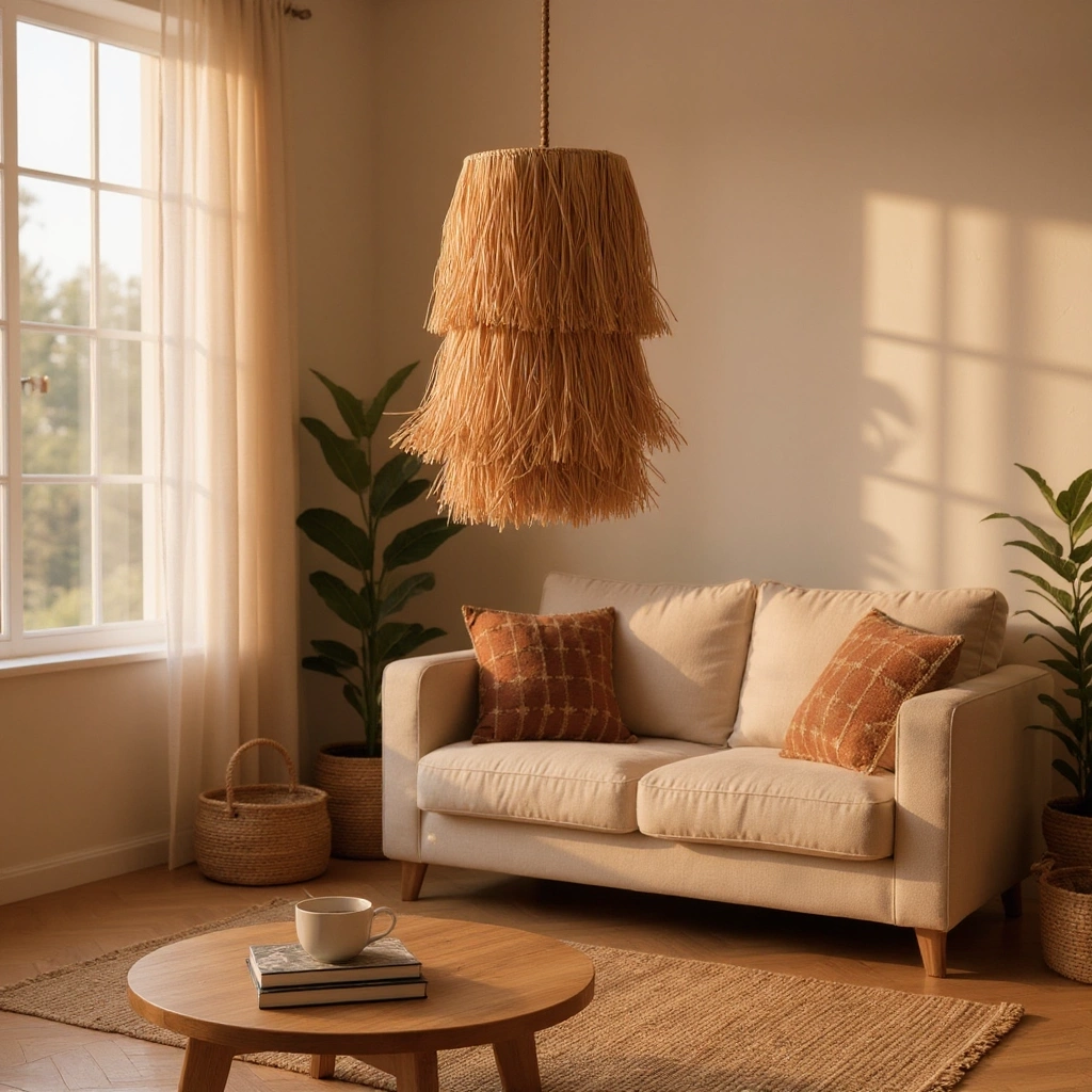 Rafya Uzun Saçaklı Avize