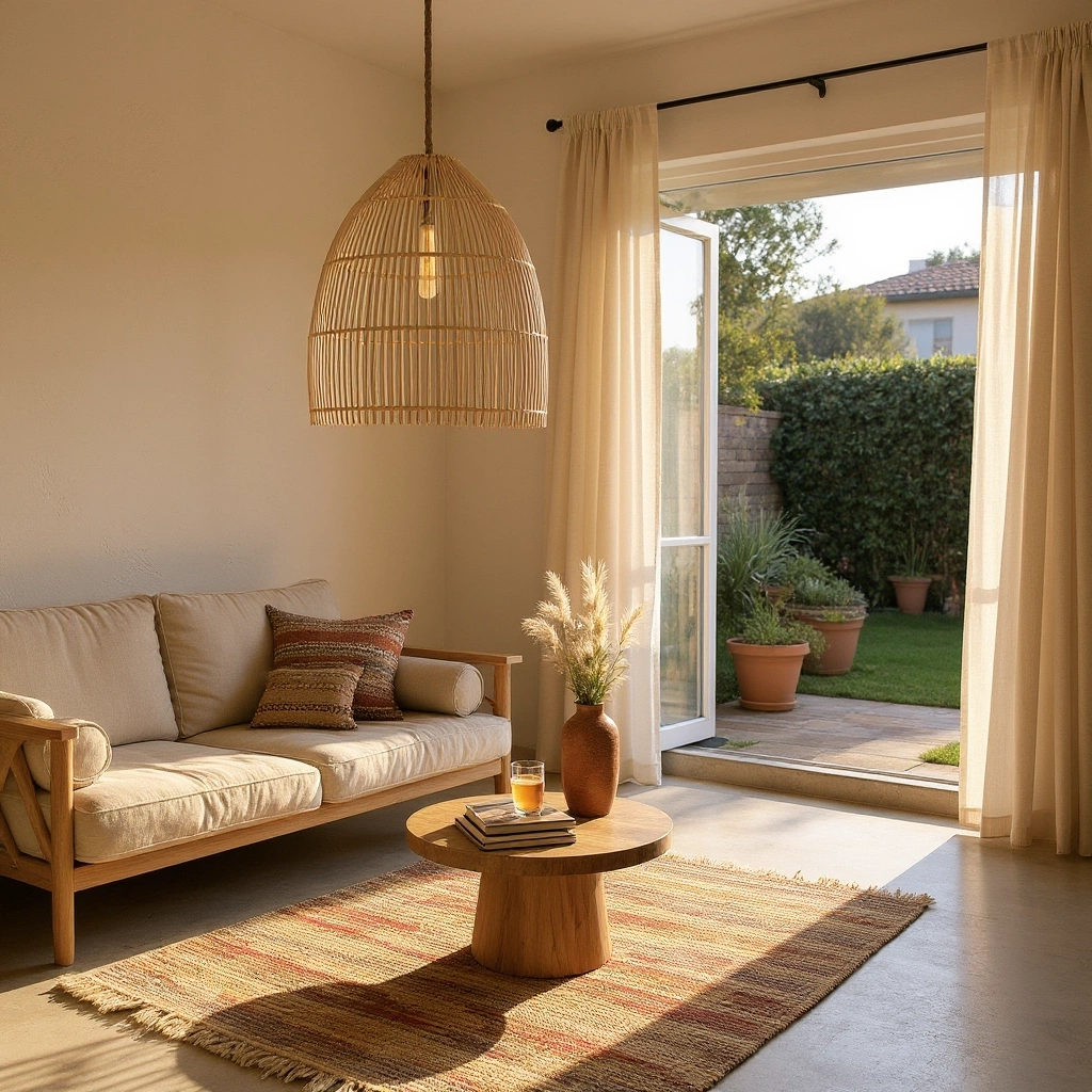 Rattan Thalia Düz Avize