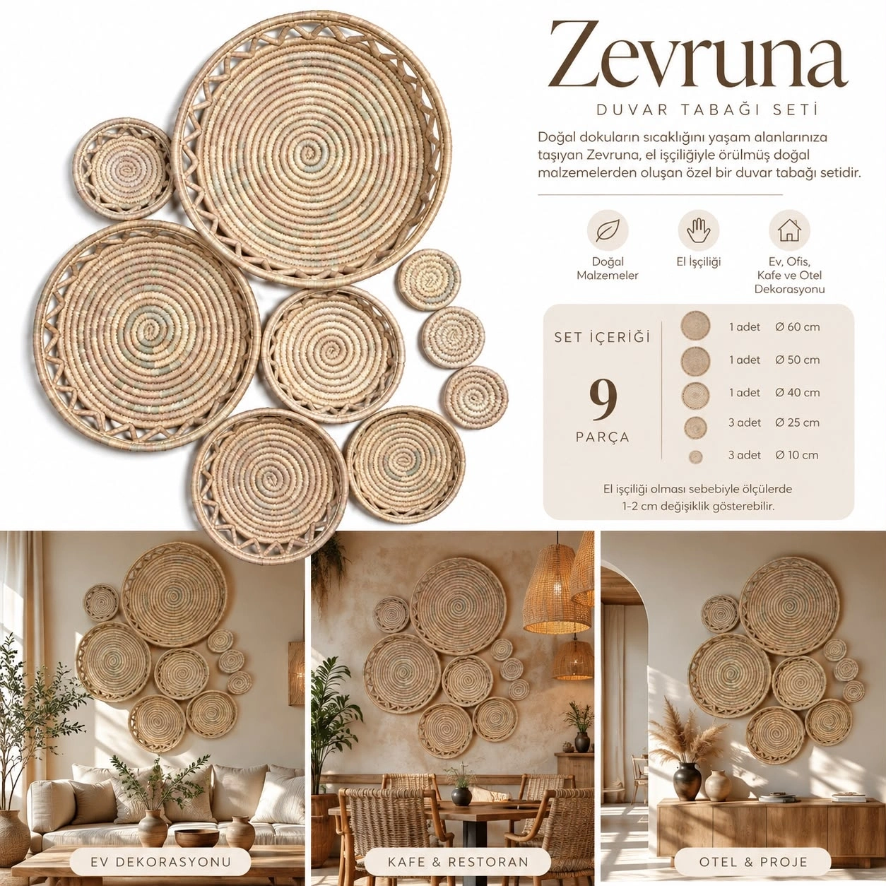 Zevruna Duvar Tabağı Seti – 9 Parça