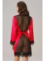 Kadın Saten Sırt Detaylı Dantelli Sabahlık ve String Takım (5738)