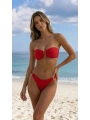 Alesbutik Kırmızı Toka Detaylı Desenli Straplez Bikini