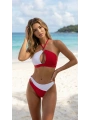 Alesbutik Kırmızı Beyaz  Desenli Boyunda Bağlamalı Bikini