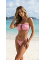 Alesbutik Büzgü Detaylı Straplez Pembe Bikini