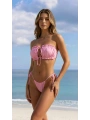 Alesbutik Büzgü Detaylı Straplez Pembe Bikini