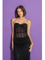 Taş Askılı Siyah Tül Bodysuit 28623