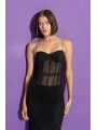 Taş Askılı Siyah Tül Bodysuit 28623