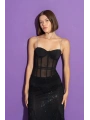 Taş Askılı Siyah Tül Bodysuit 28623