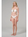 Alesbutik Beyaz  Metal Tokalı Straplez Bikini ve Pareo Seti,