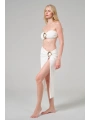 Alesbutik Beyaz  Metal Tokalı Straplez Bikini ve Pareo Seti,
