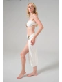 Alesbutik Beyaz  Metal Tokalı Straplez Bikini ve Pareo Seti,