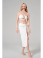 Alesbutik Beyaz  Metal Tokalı Straplez Bikini ve Pareo Seti,