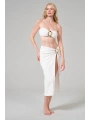 Alesbutik Beyaz  Metal Tokalı Straplez Bikini ve Pareo Seti,