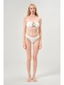 Alesbutik Beyaz  Metal Tokalı Straplez Bikini ve Pareo Seti,