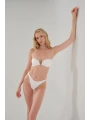 Alesbutik Kar Beyazı V Metal Aksesuarlı Straplez Bikini Takımı