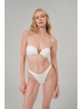Alesbutik Kar Beyazı V Metal Aksesuarlı Straplez Bikini Takımı