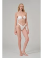 Alesbutik Kar Beyazı V Metal Aksesuarlı Straplez Bikini Takımı