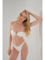 Alesbutik Kar Beyazı V Metal Aksesuarlı Straplez Bikini Takımı