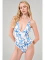 Alesbutik Sırtı Çapraz Mercan Motifli Mayo
